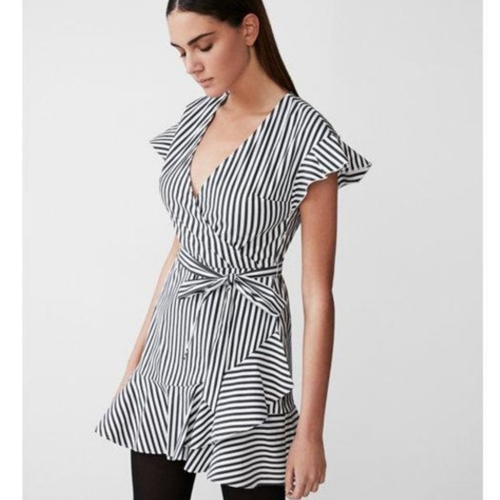 Express striped ruffle dress